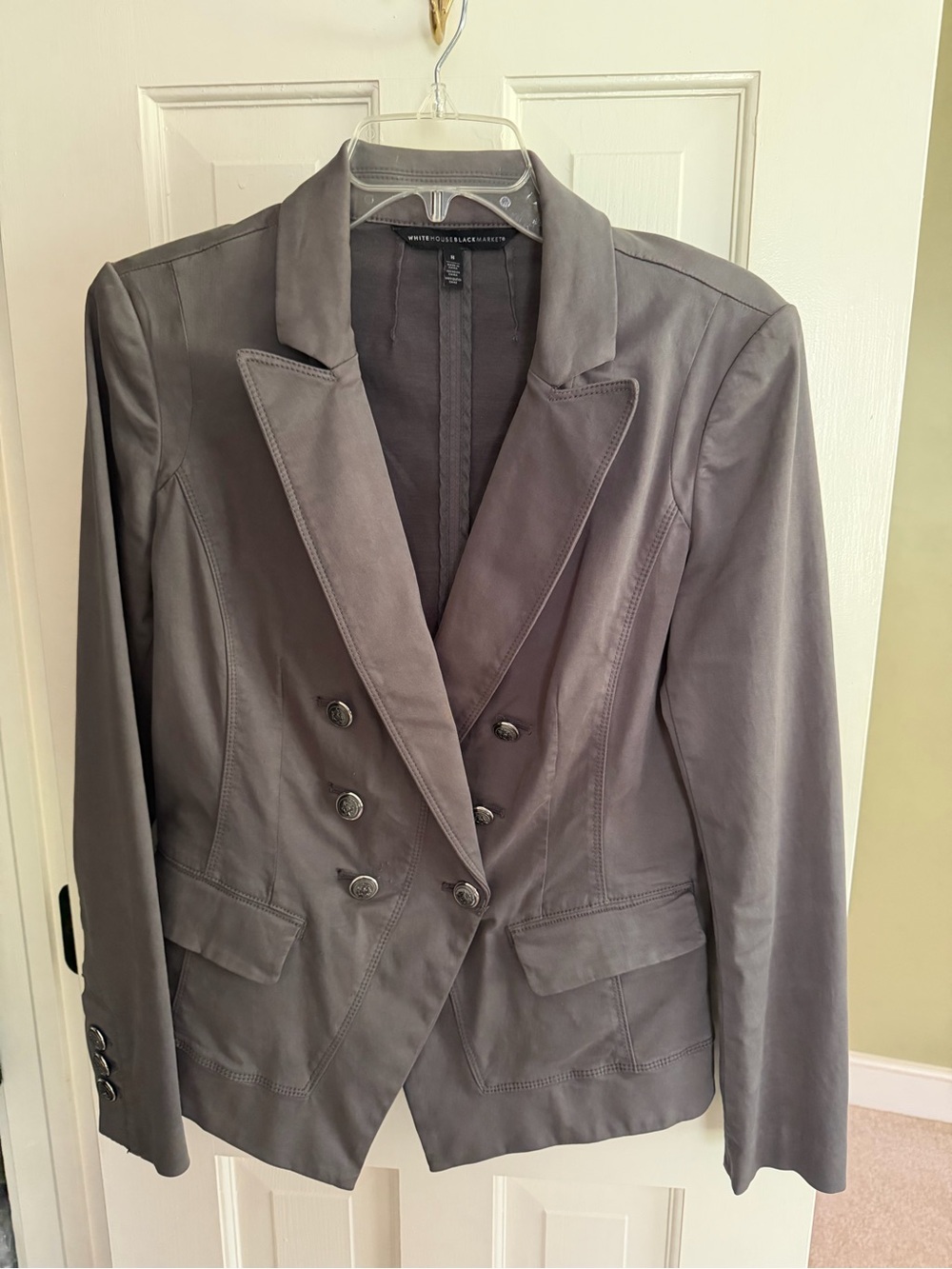 White House Black Market Gray Double-Breasted Tailored Blazer
